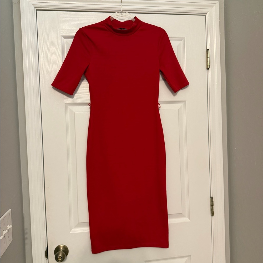 ZARA Red Women's Dress mock neck